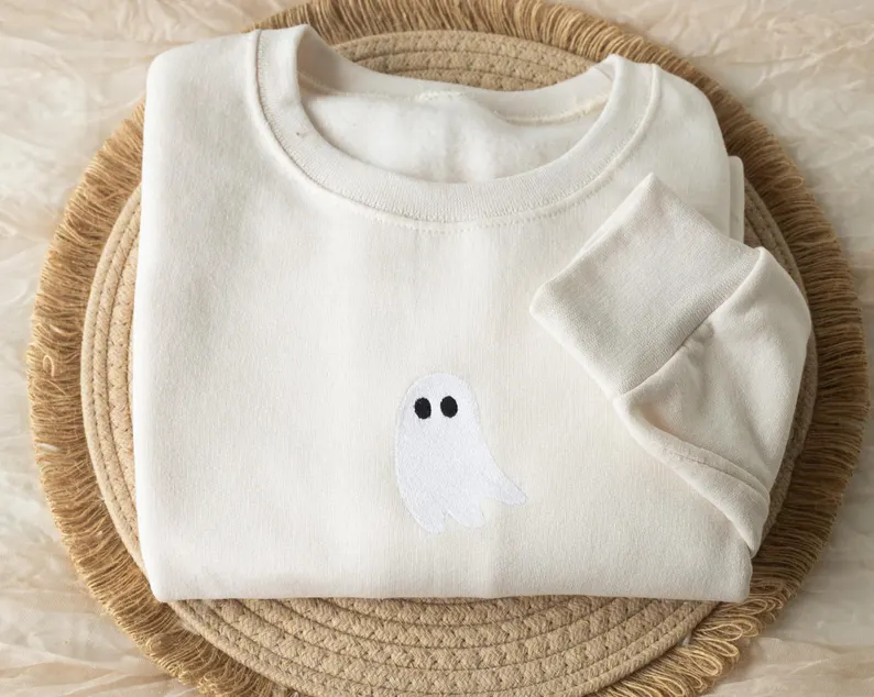 Embroidered Cute Ghost Sweatshirt