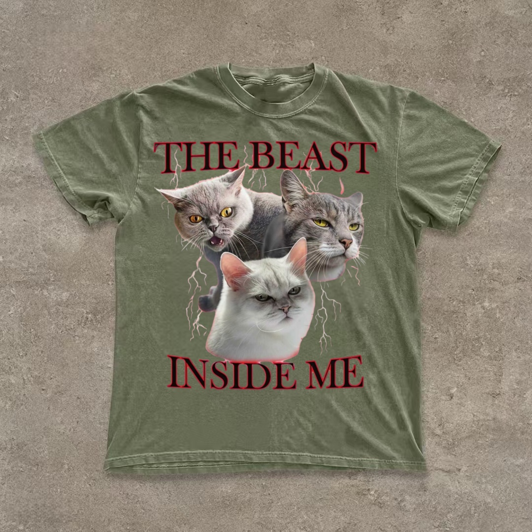 "The Beast Inside Me" Three Cats Meme T-shirt