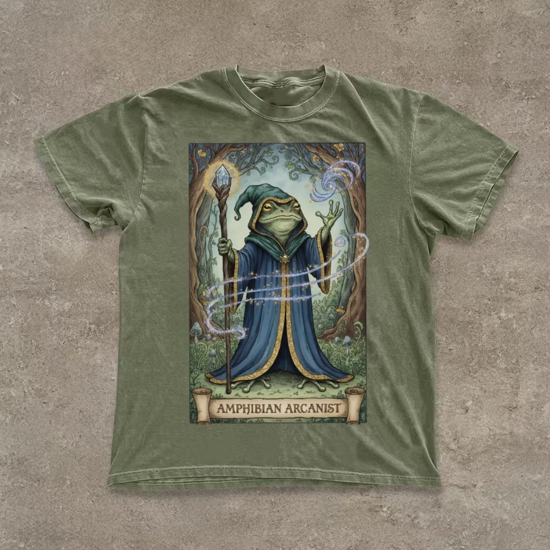 "Amphibian Arcanist" Frog Wizard Tarot T-shirt
