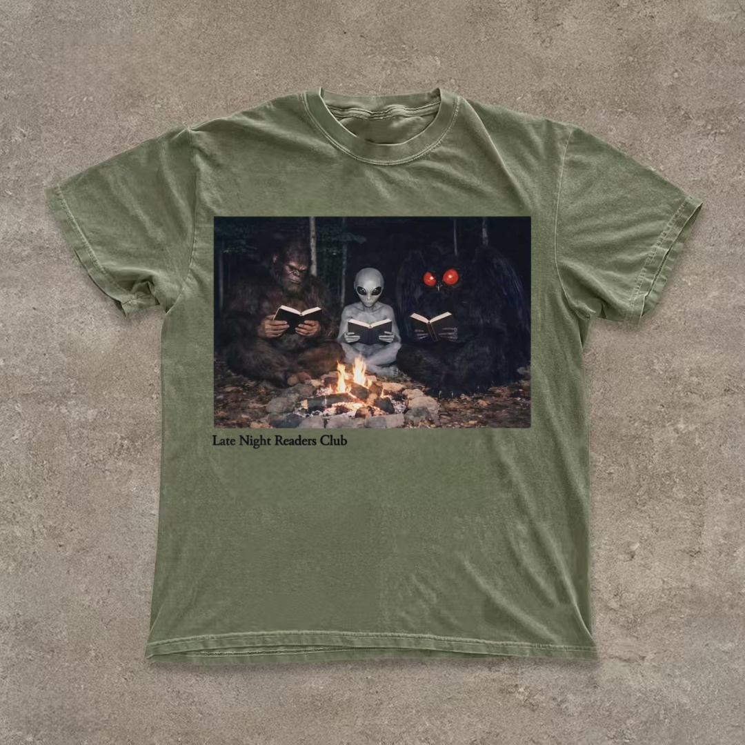 "Late Night Readers Club" Cryptid Campfire T-shirt