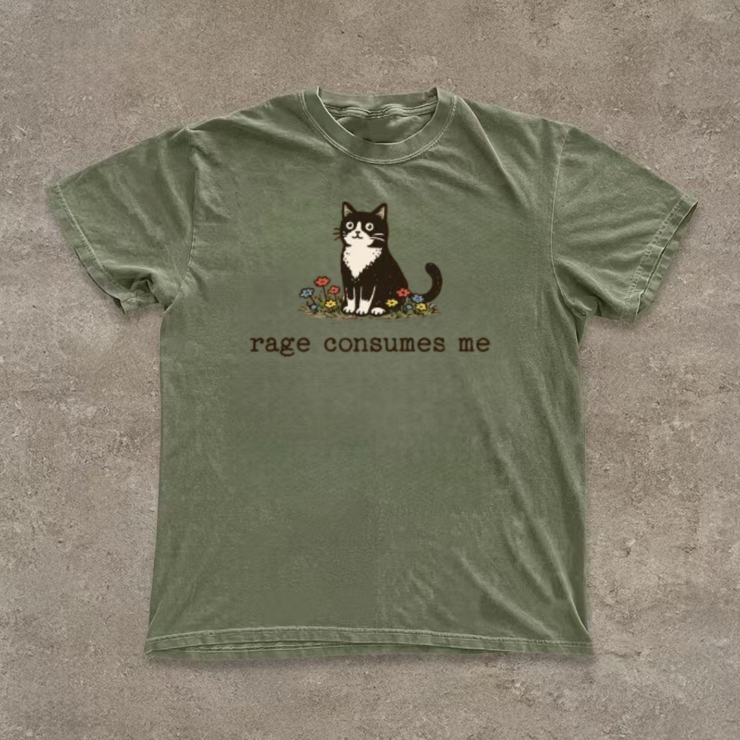 "Rage Consumes Me" Tuxedo Cat T-shirt