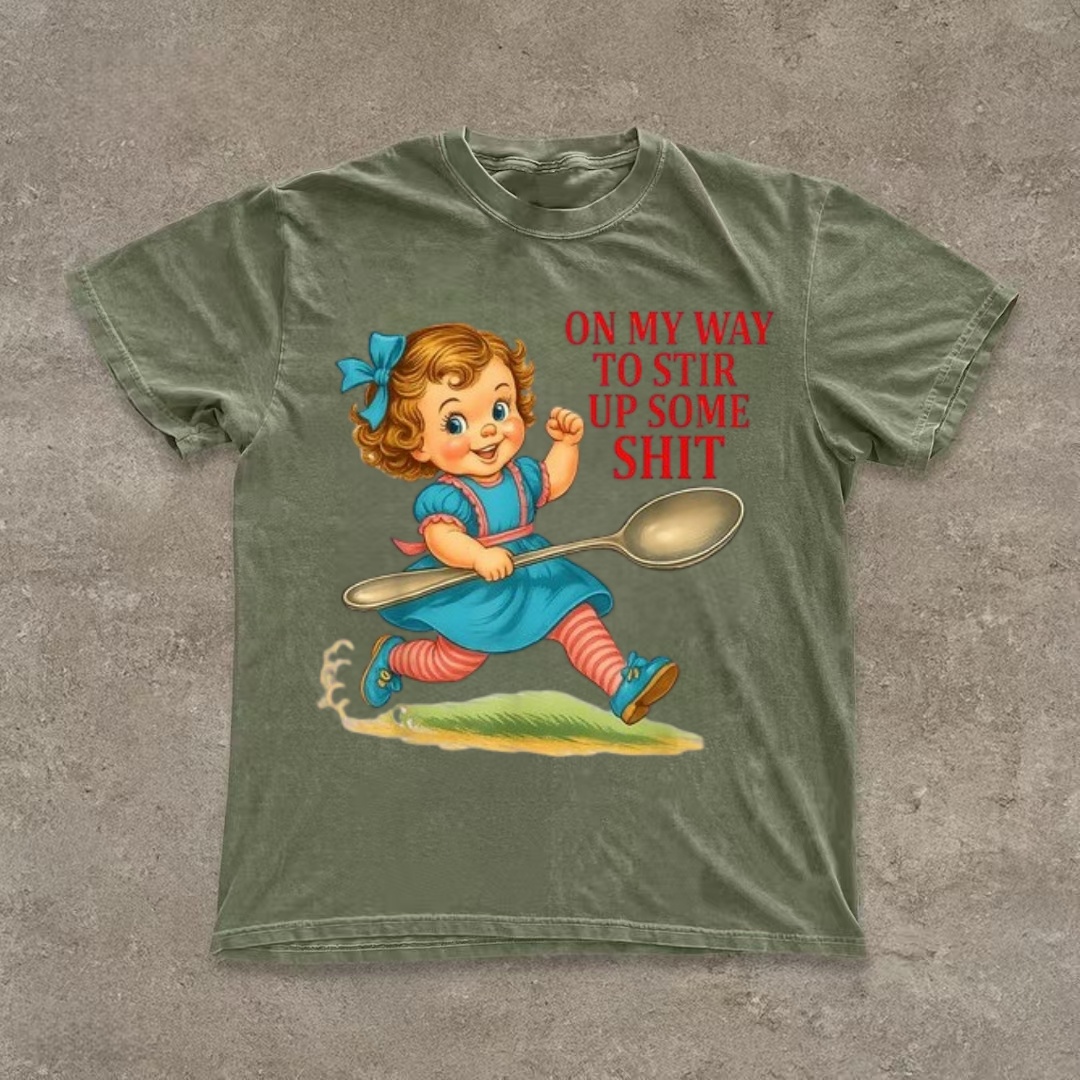 "On My Way to Stir Up Some Shit" Retro Girl T-Shirt