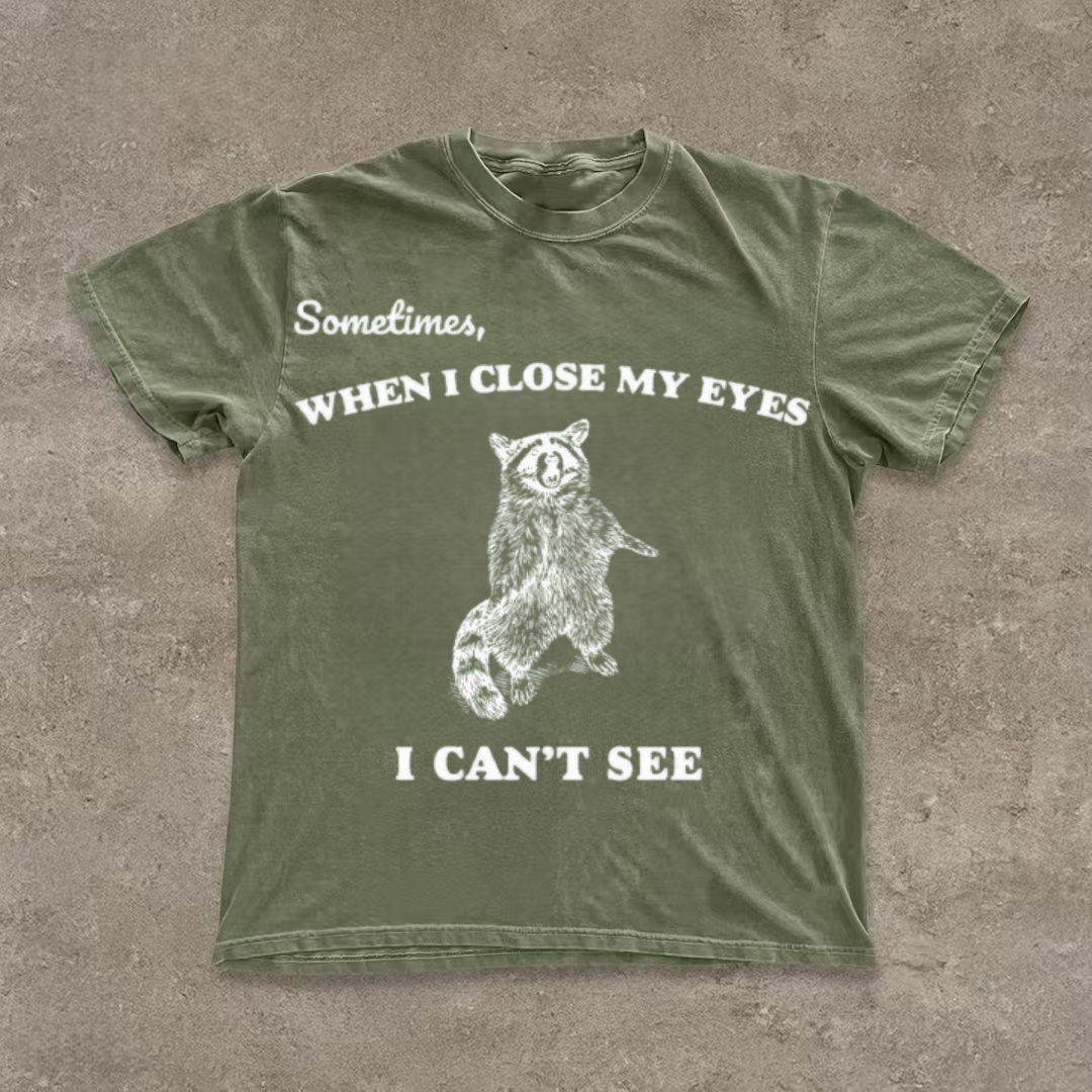 "Sometimes I Close My Eyes I Can't See" Raccoon Meme T-Shirt