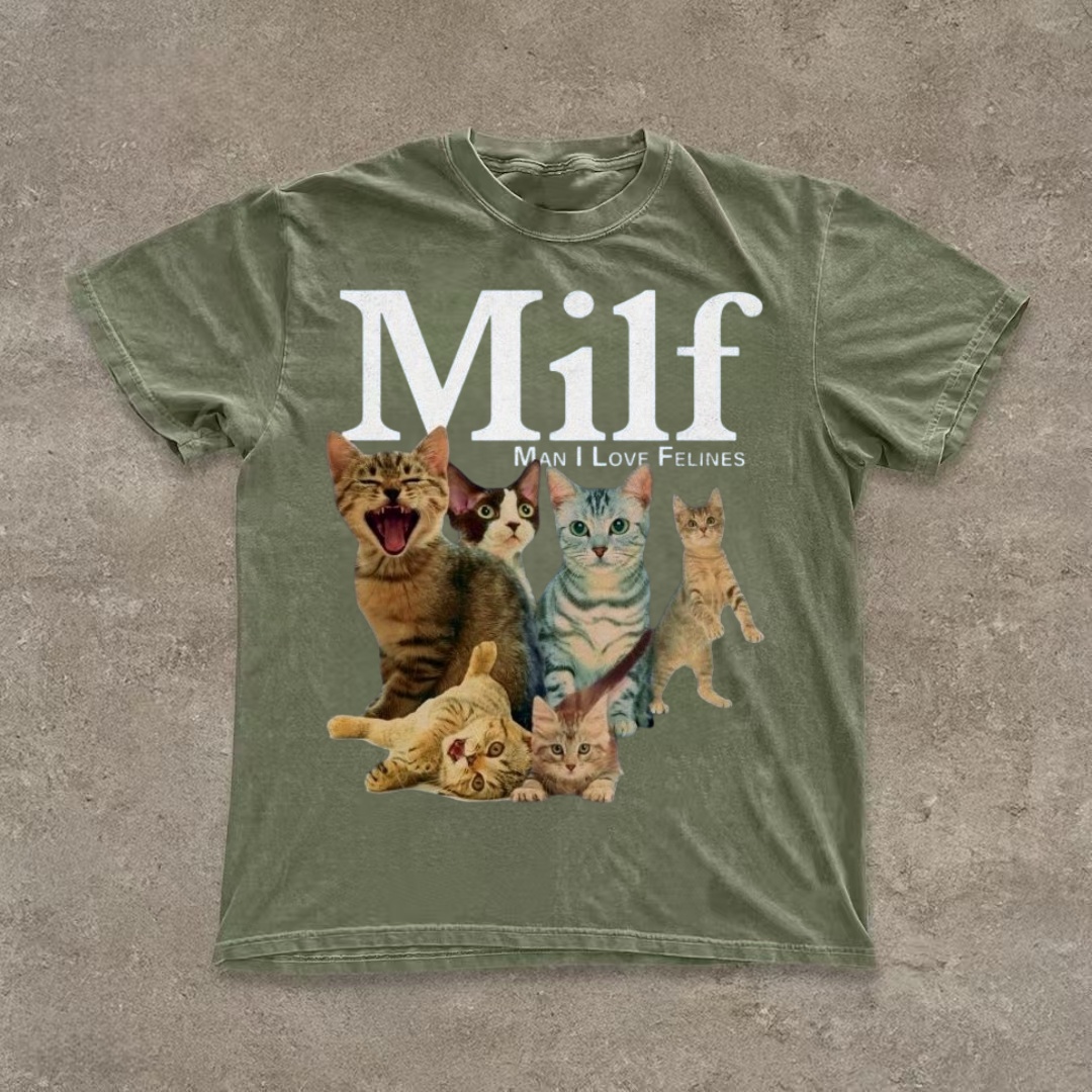 "MILF: Man I Love Felines" Cat Collage T-shirt