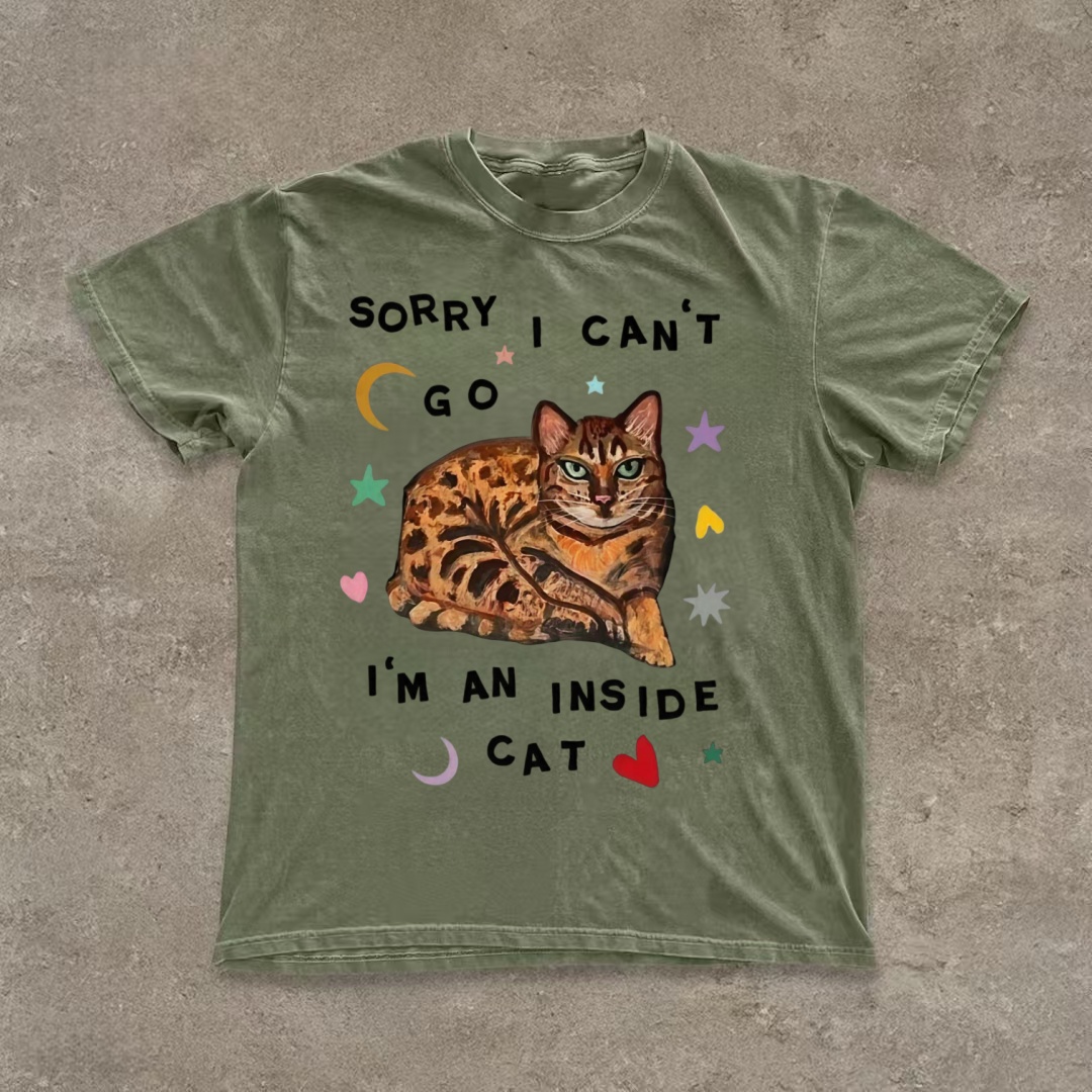 "Sorry I Can't Go" Inside Cat T-shirt