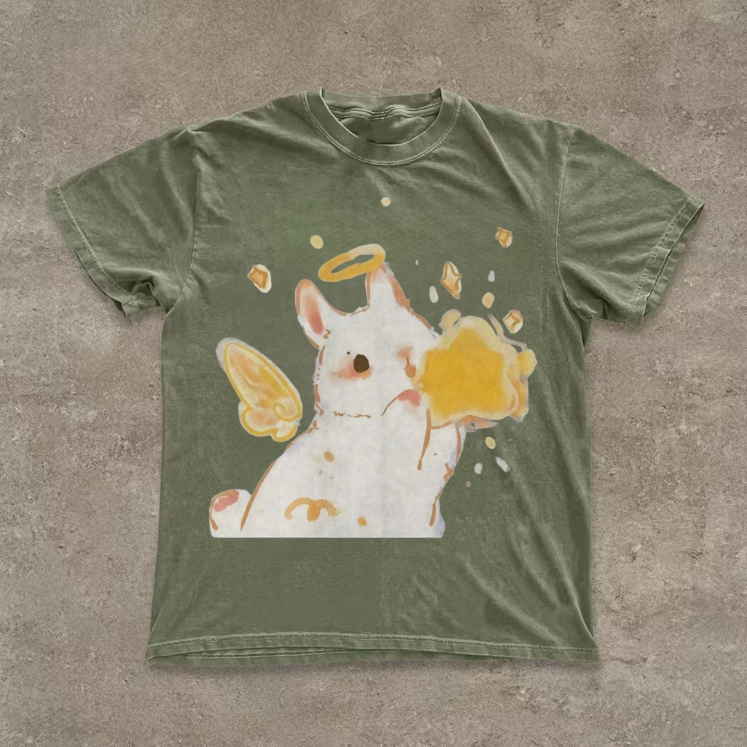 Angel Bunny Eating Star Toast T-shirt