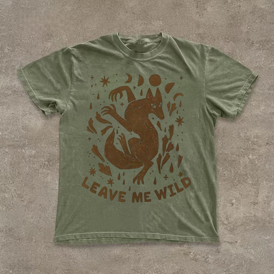"Leave Me Wild" Mystical Wolf Graphic T-shirt