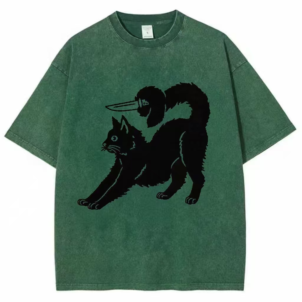"Cat With Hidden Knife" Humor Graphic T-shirt