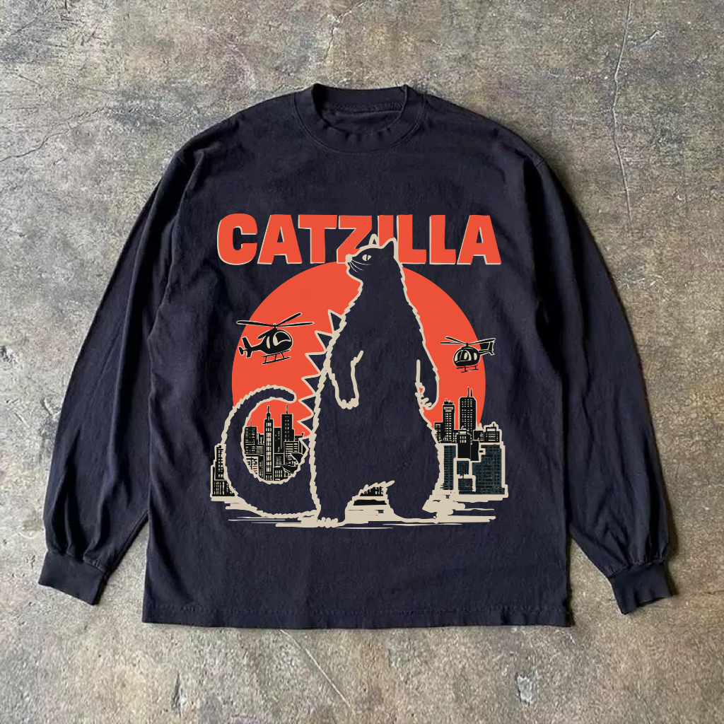 Catzilla Funny Cat Long Sleeve Shirt