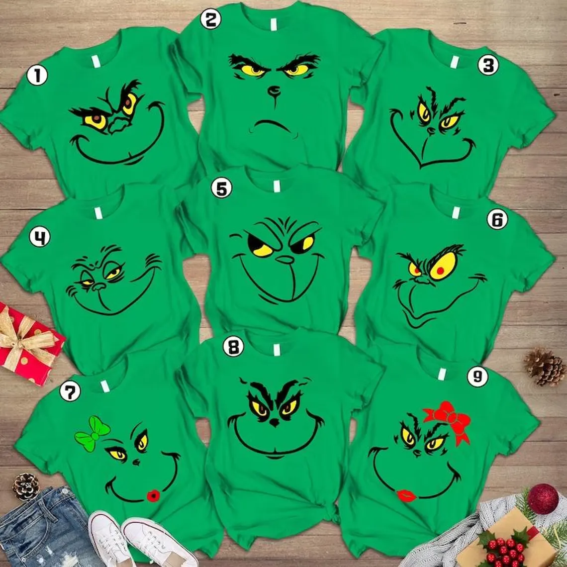Grinch Squad Christmas T-shirts For Family