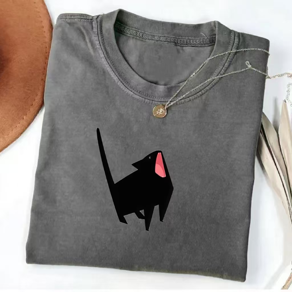 Origami Black Cat Minimalist T-shirt