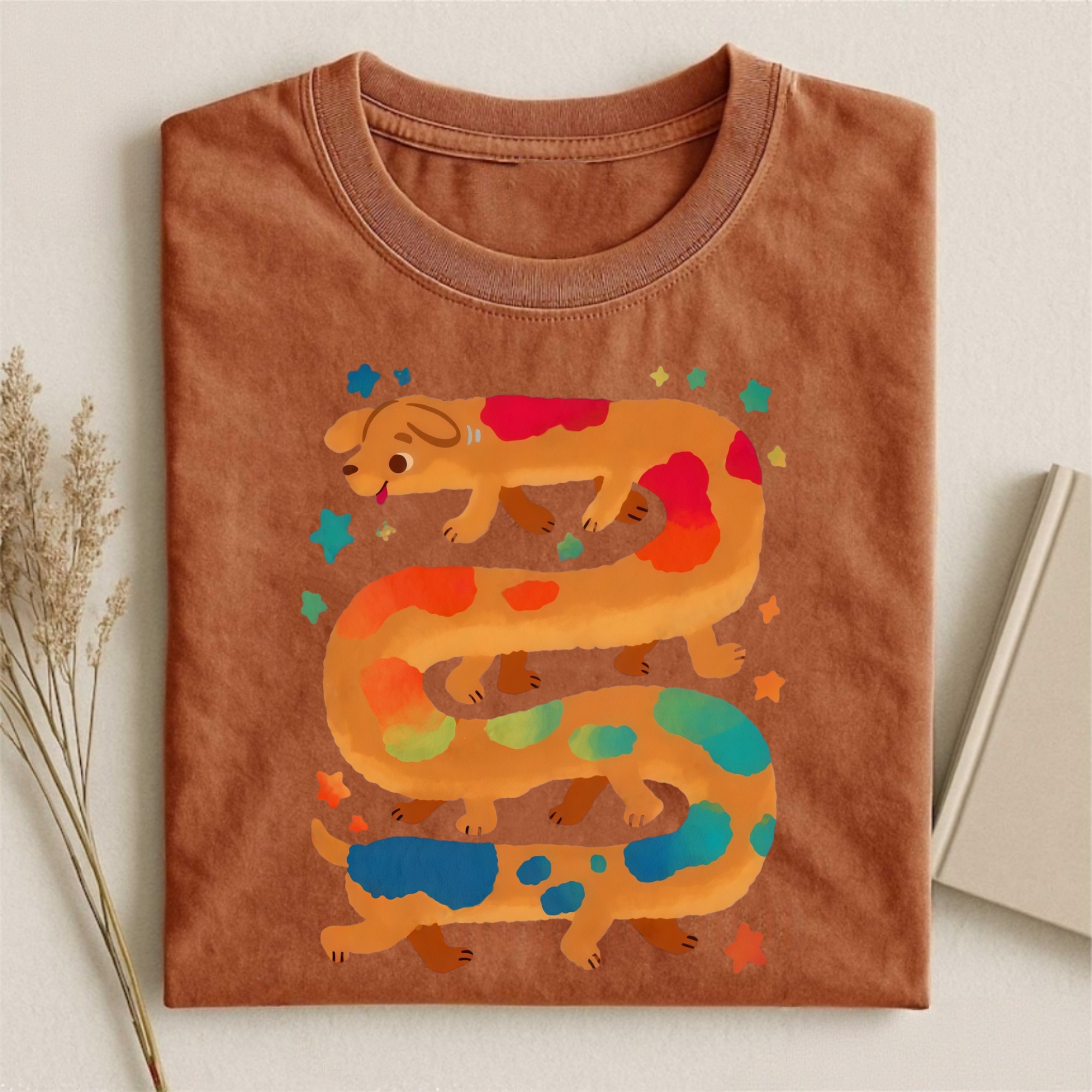 S Shaped Colorful Cute Dog T-shirt