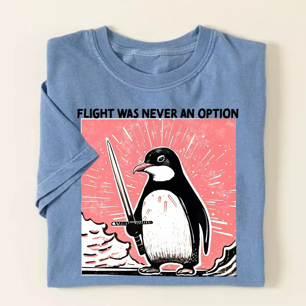 "Flight Was Never An Option" Penguin Samurai T-shirt