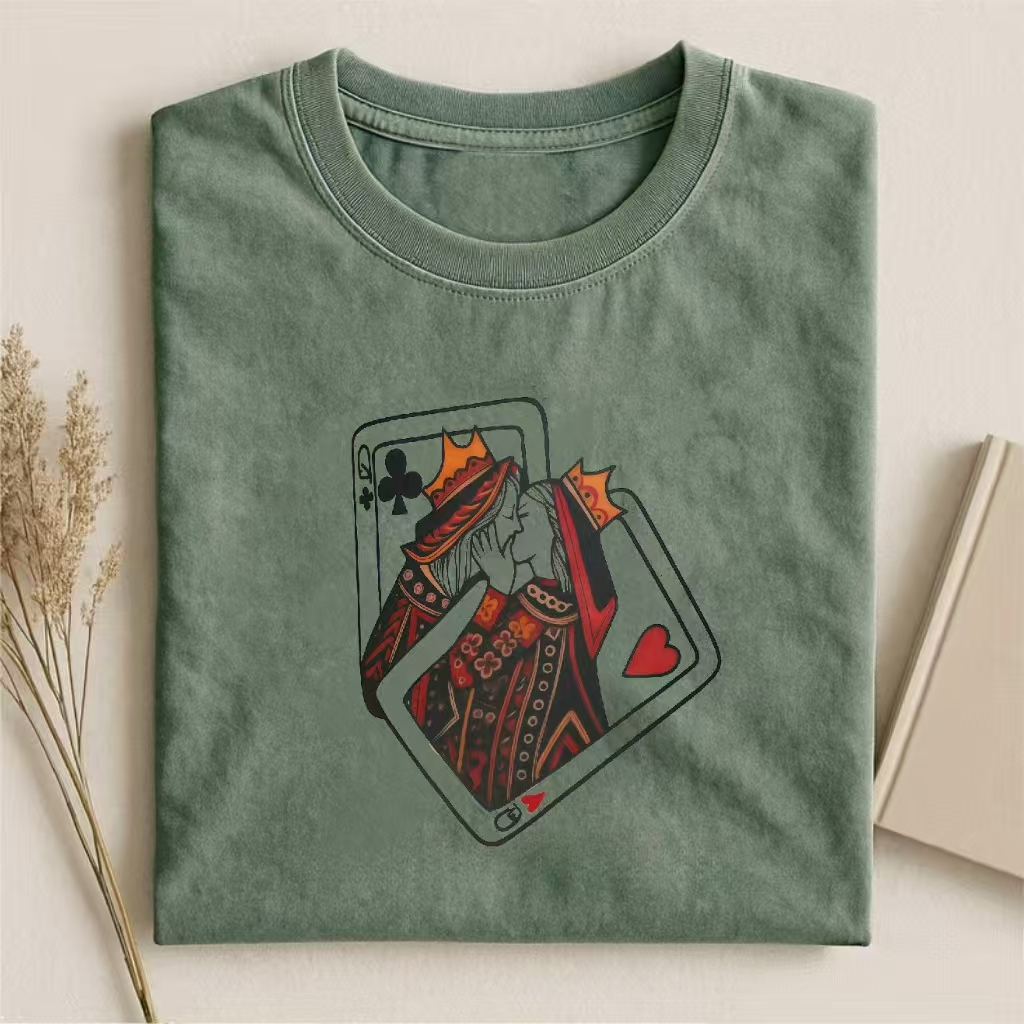 King & Queen Playing Cards Kissing Graphic T-shirt