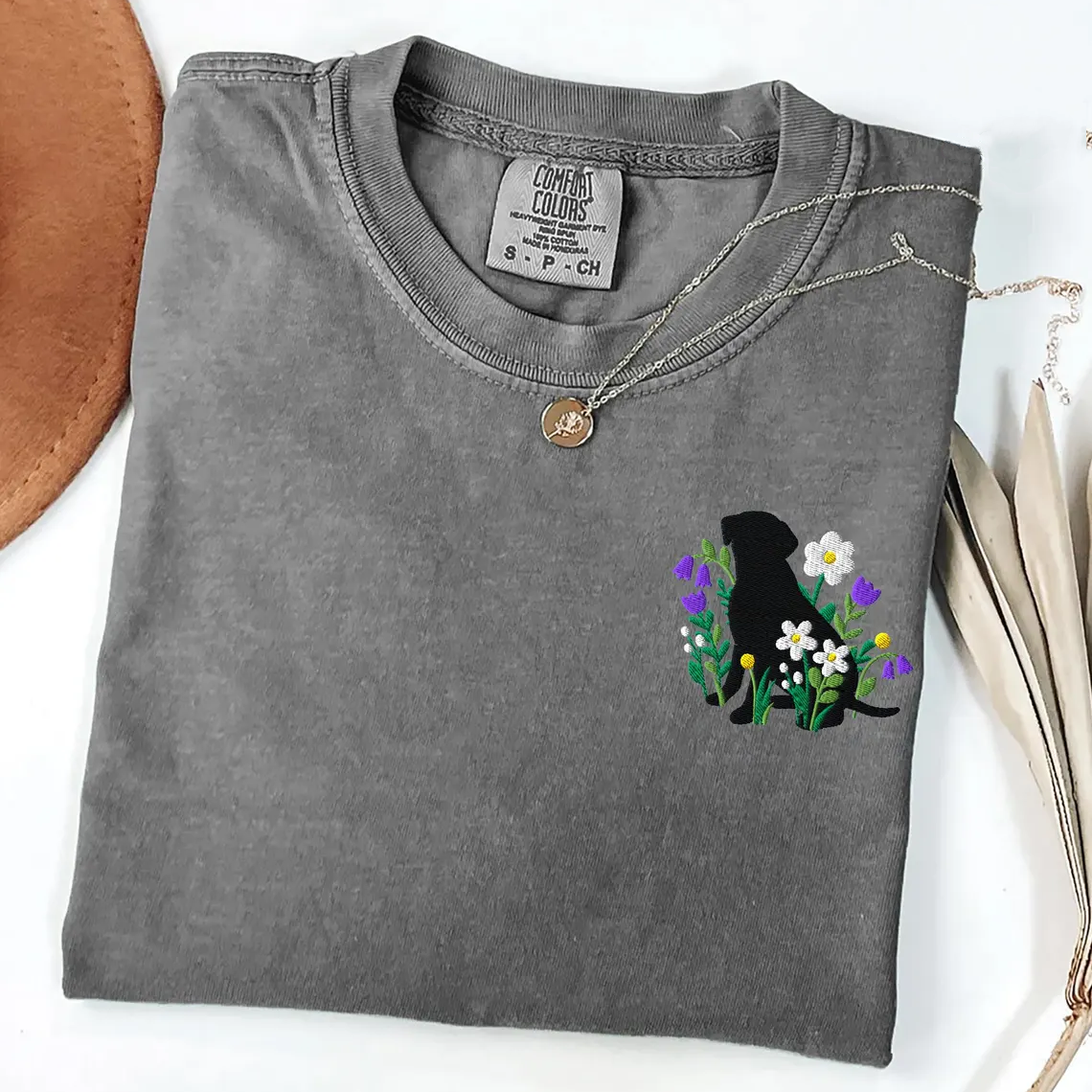 Embroidered Black Lab Cottagecore Shirt