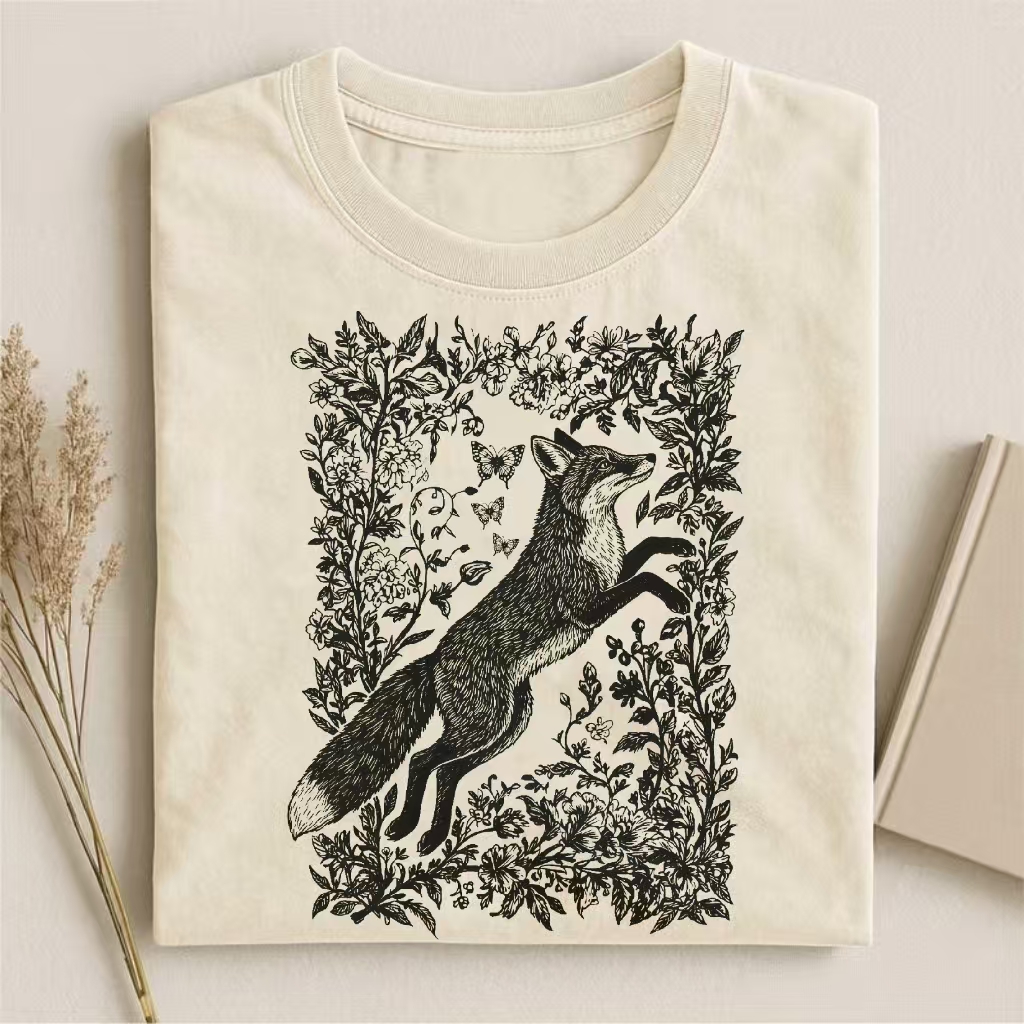 Boho Linocut Fox T-shirt