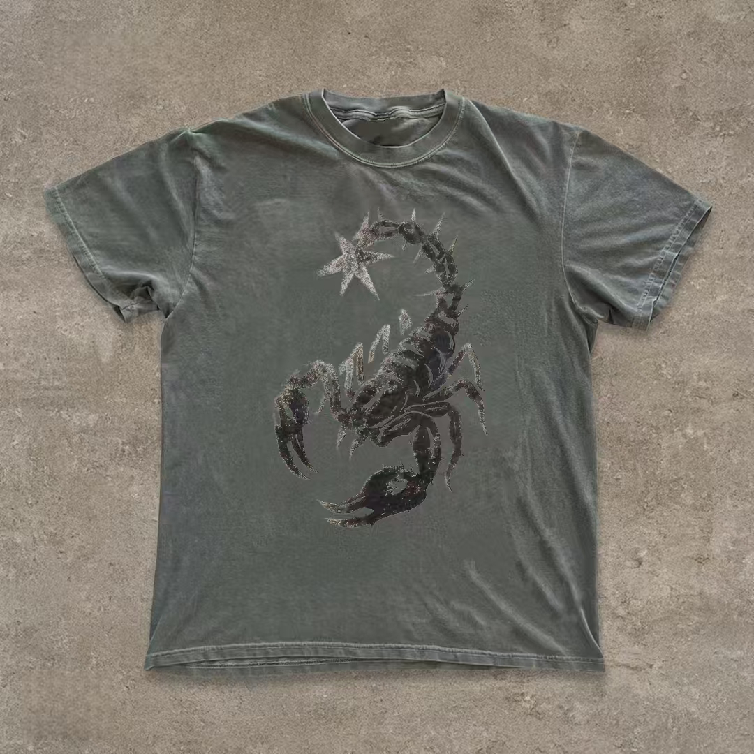 Scorpion Y2K Grunge Aesthetic Washed T-shirt