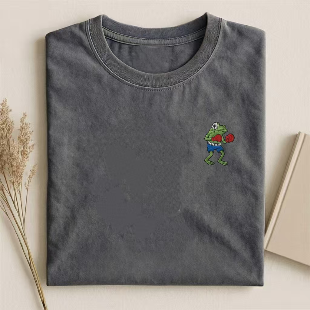 Boxing Frog Embroidered T-shirt