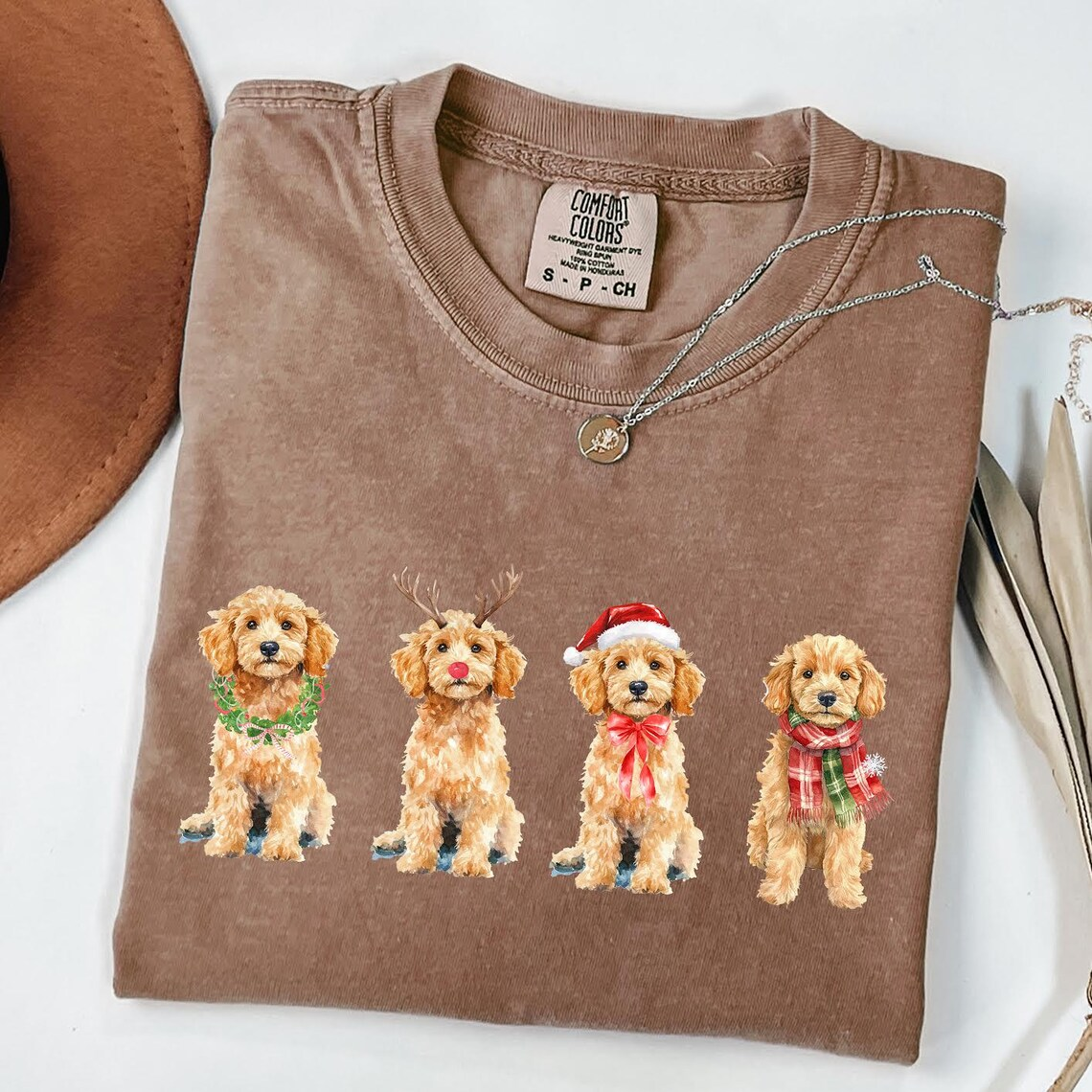 Comfort Color Christmas Goldendoodle T-shirt
