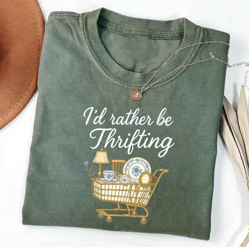 "I’d Rather Be Thrifting" Thrift Shopping Graphic T-Shirt