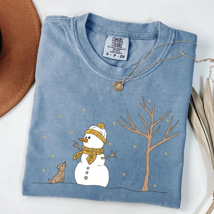 Comfort Colors Christmas Snowman T-shirt