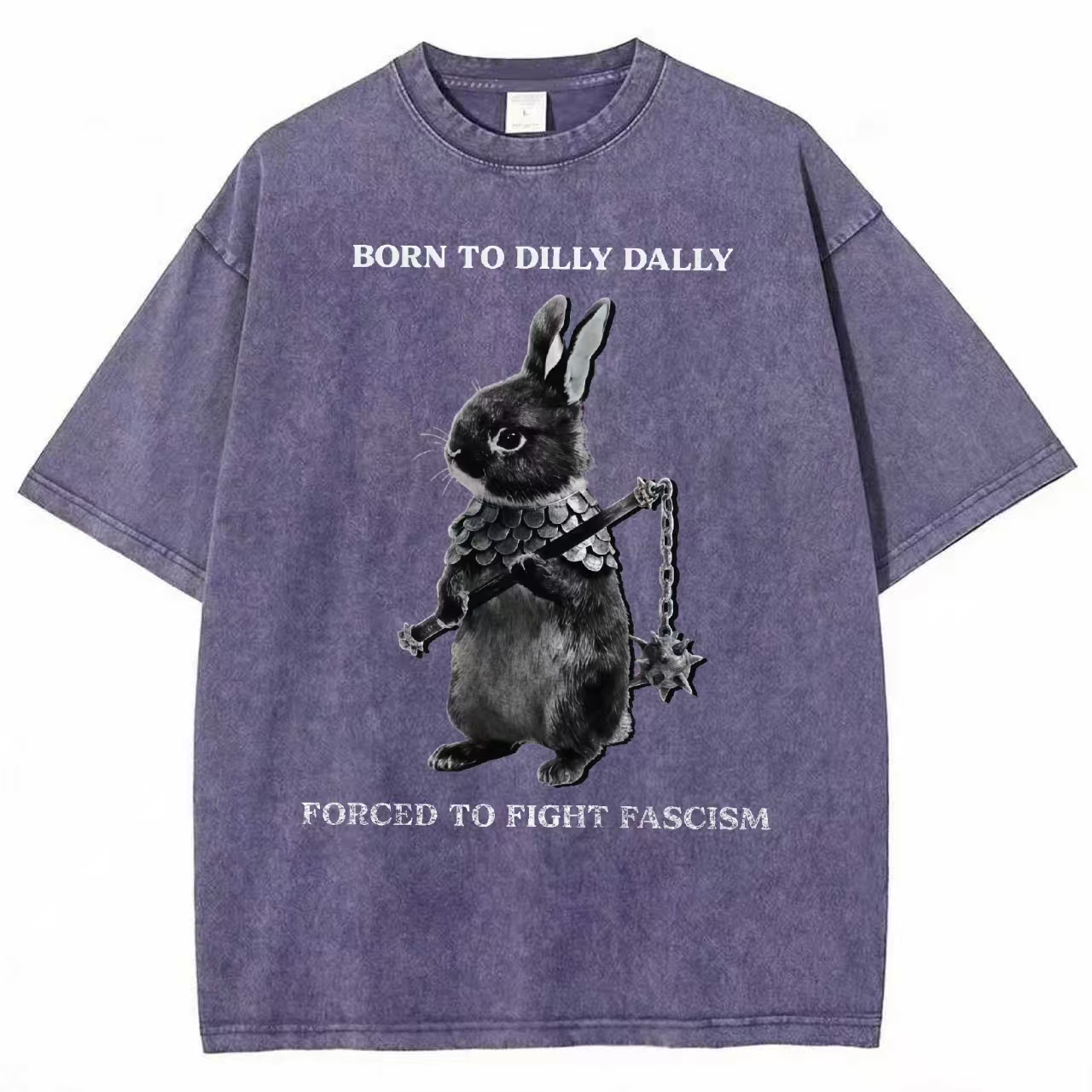 "Born to Dilly Dally" Rabbit Anti-Fascist Washed T-Shirt