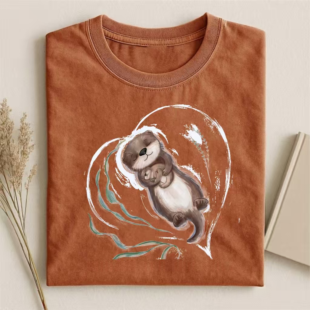 Otter In Heart Shape Watercolor T-shirt