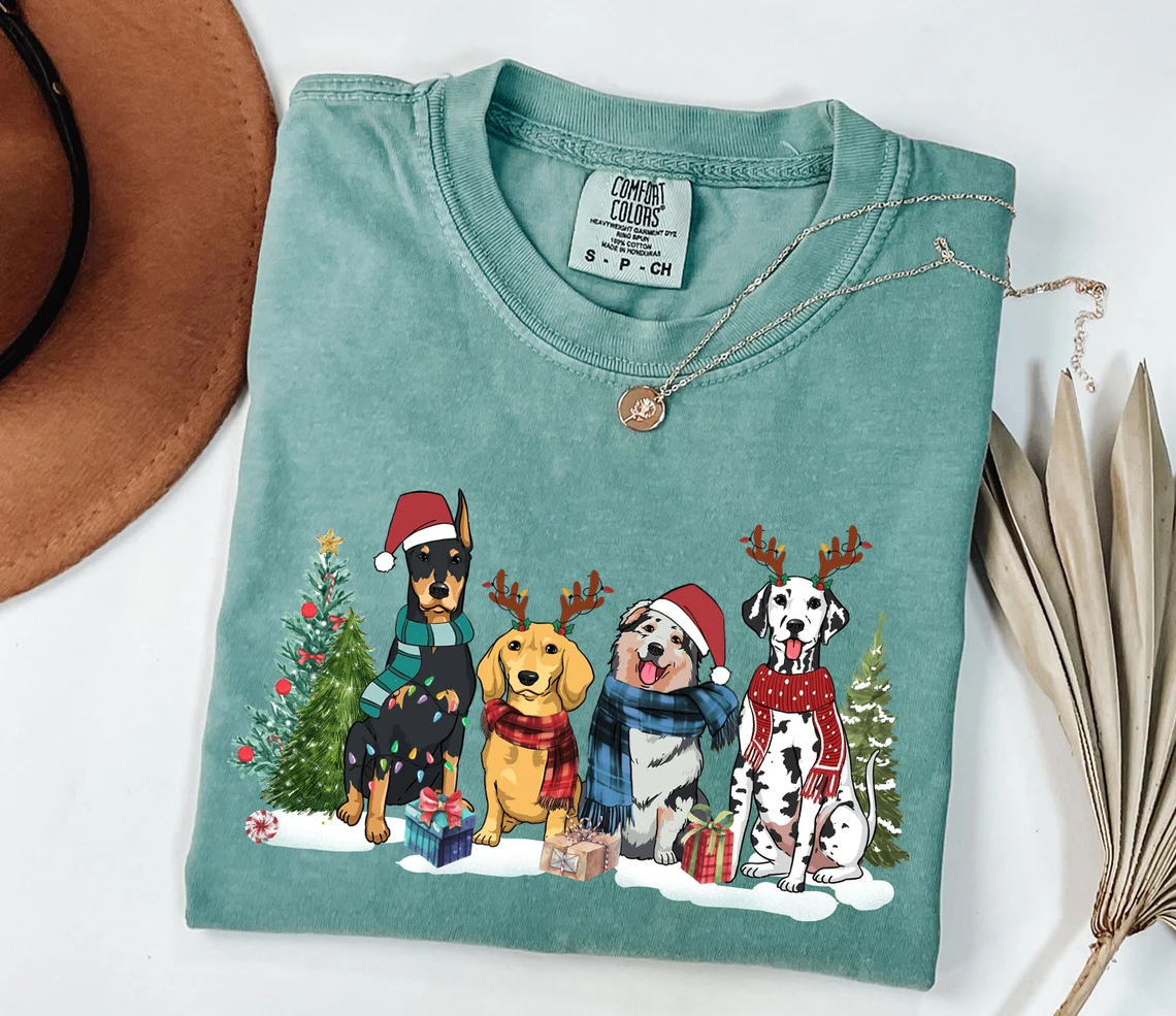 Comfort Color Christmas Dogs Dog Lover T-shirt