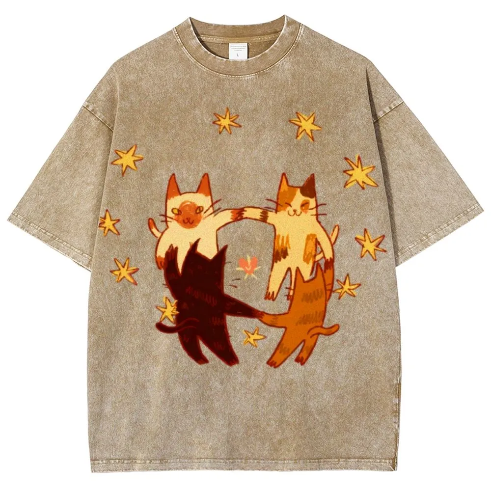 Circle Cats Washed T-Shirt