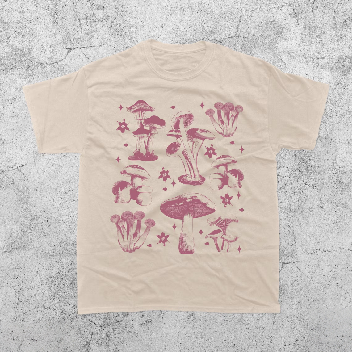 Vintage Mushroom Tattoo Style T-Shirt