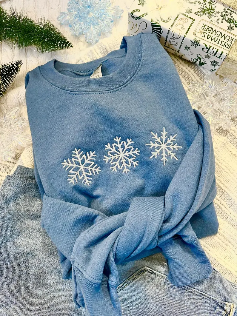 Embroidered Snowflakes Sweatshirt