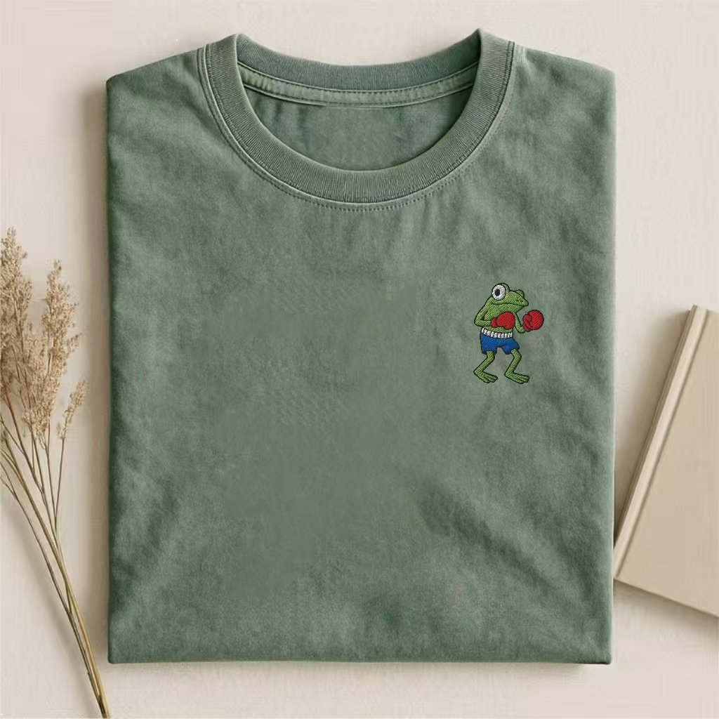 Boxing Frog Embroidered T-shirt