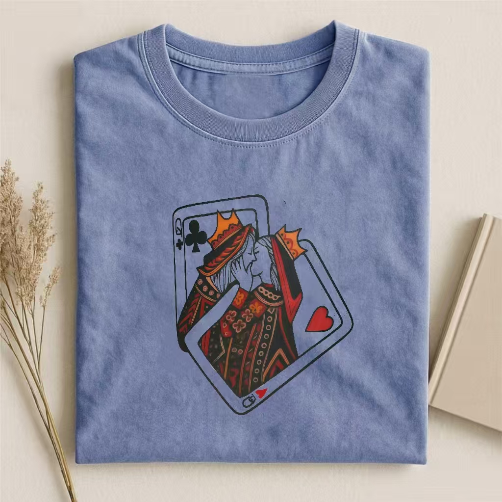 King & Queen Playing Cards Kissing Graphic T-shirt