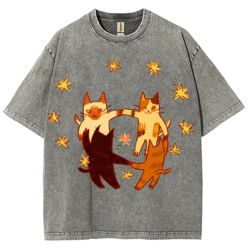 Circle Cats Washed T-Shirt