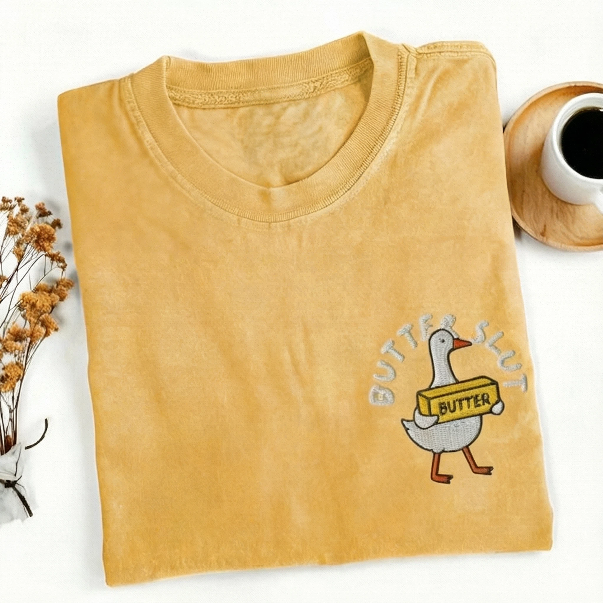 Funny Embroidery Butter T-Shirt