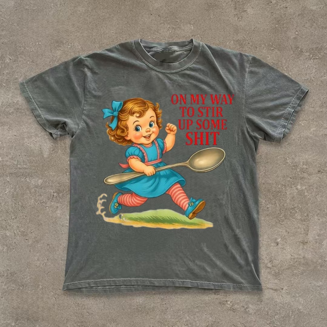 "On My Way to Stir Up Some Shit" Retro Girl T-Shirt