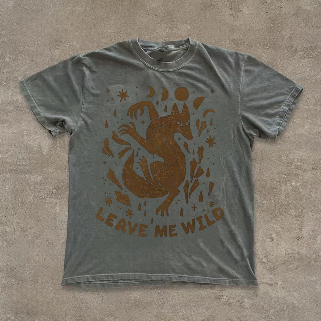 "Leave Me Wild" Mystical Wolf Graphic T-shirt