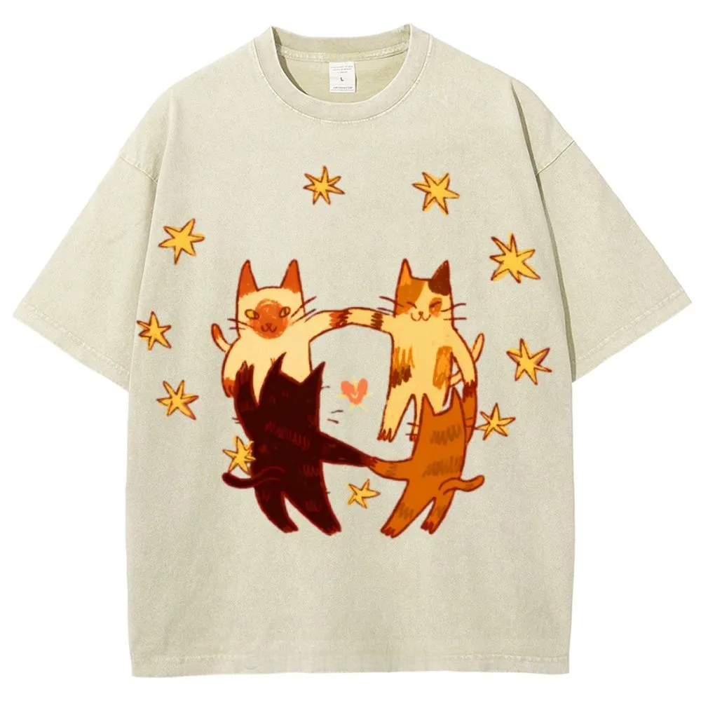 Circle Cats Washed T-Shirt