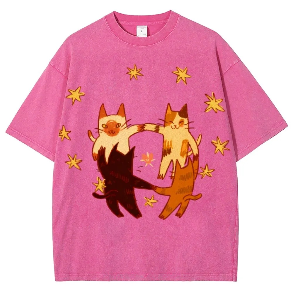Circle Cats Washed T-Shirt