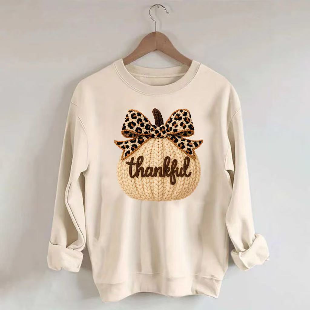 Thanksgiving "Thankful" Pumpkin Graphic Sweatshirt
