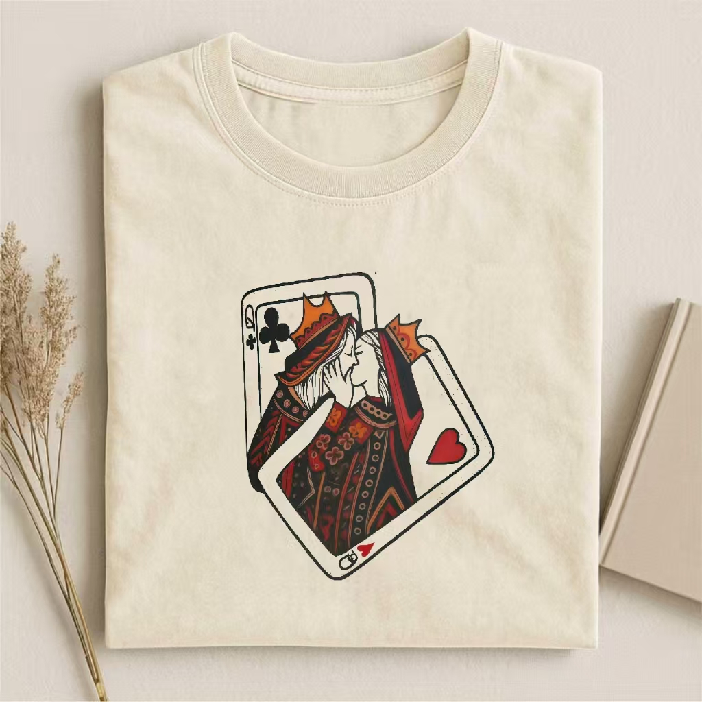 King & Queen Playing Cards Kissing Graphic T-shirt