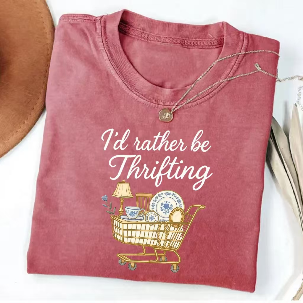 "I’d Rather Be Thrifting" Thrift Shopping Graphic T-Shirt