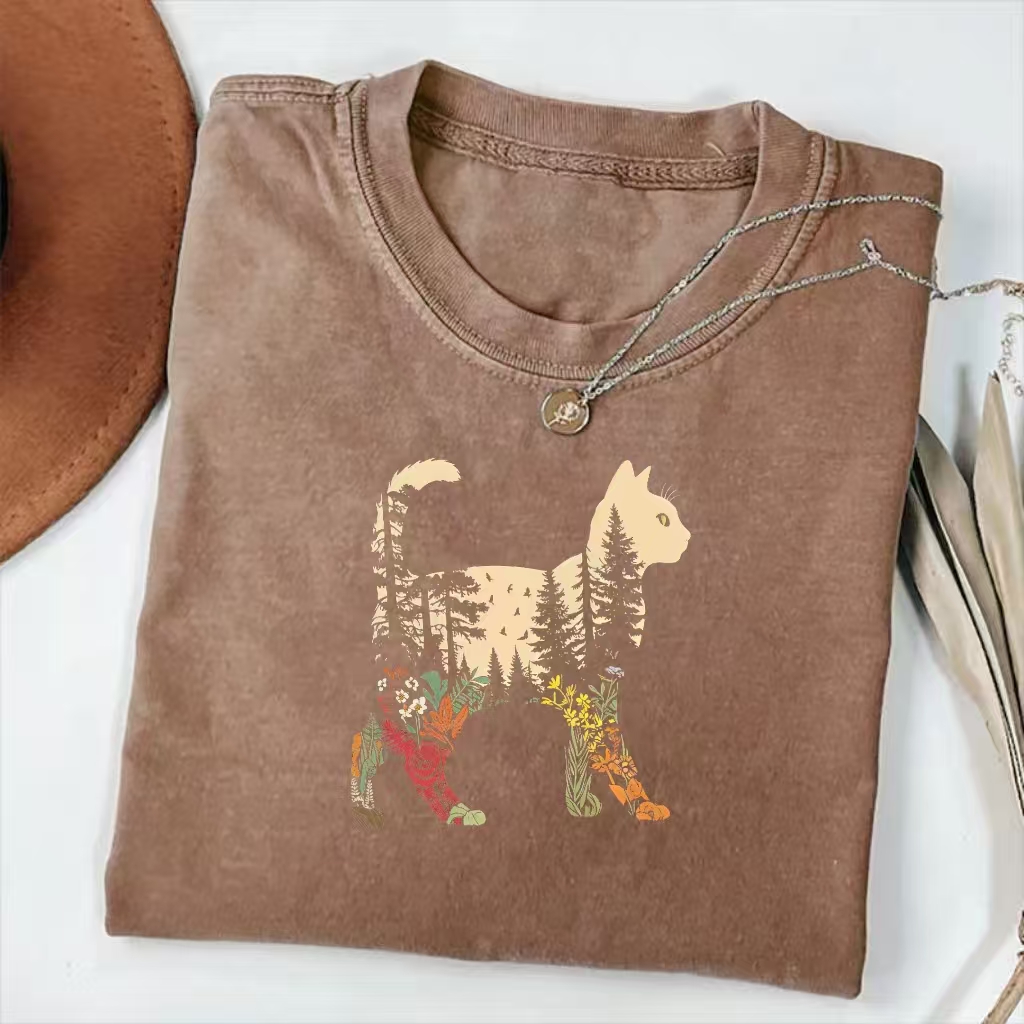 Woodland Cat Silhouette T-shirt
