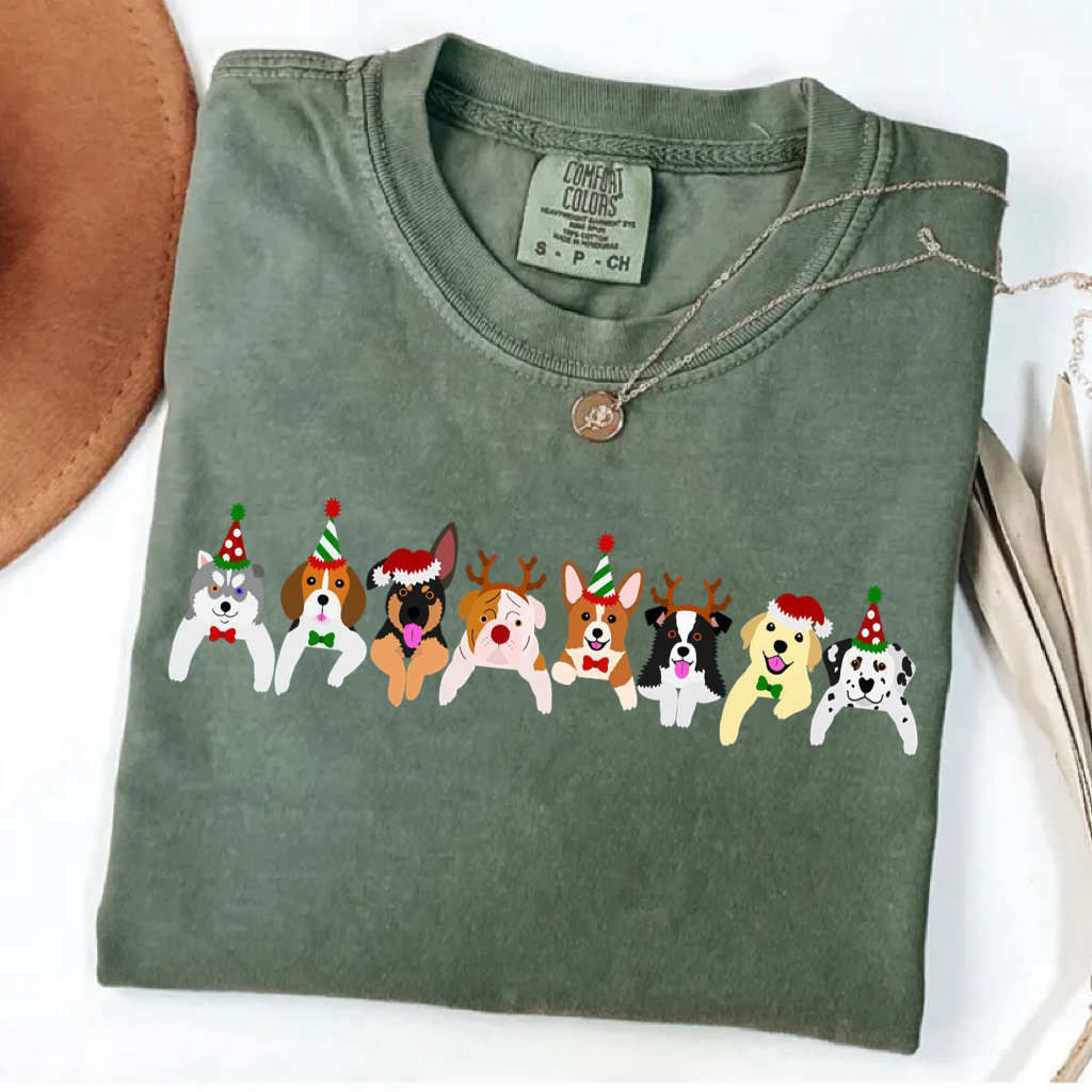 Comfort Color Puppy Love Christmas T-shirt