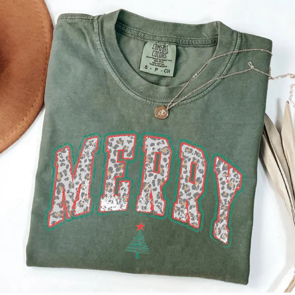 Retro Leopard Merry Christmas T-shirt