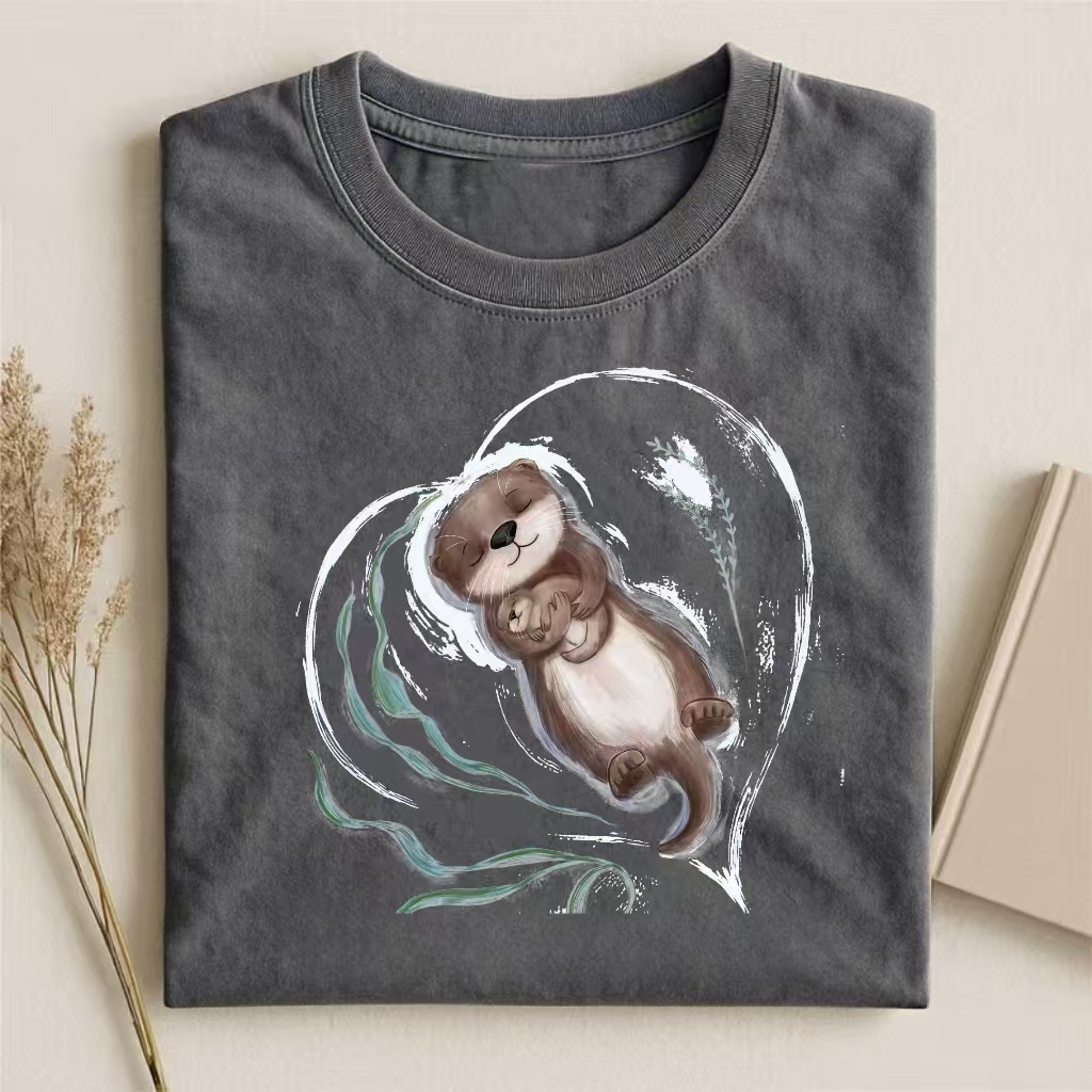 Otter In Heart Shape Watercolor T-shirt