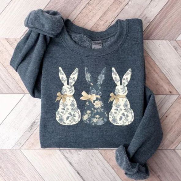 Floral Blue Bunny Sweatshirt