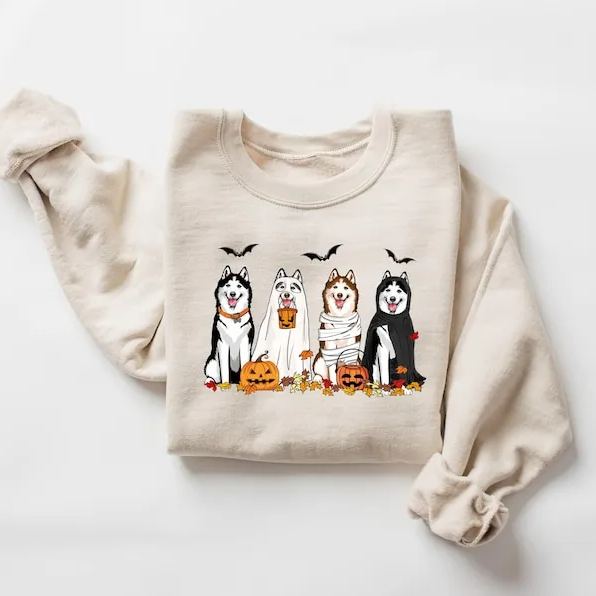 Halloween Husky Ghost Dogs Sweatshirt