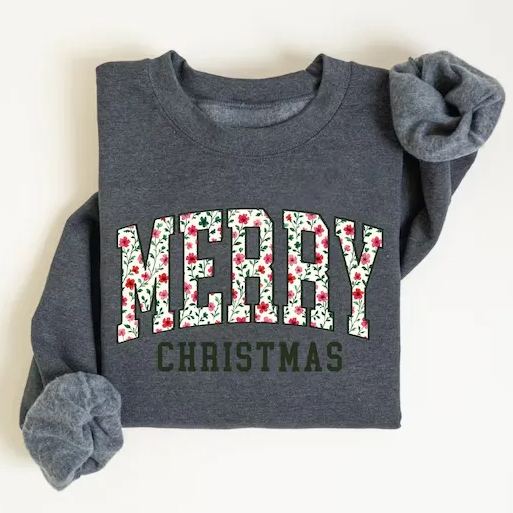 Cute Merry Christmas Floral Sweatshirt