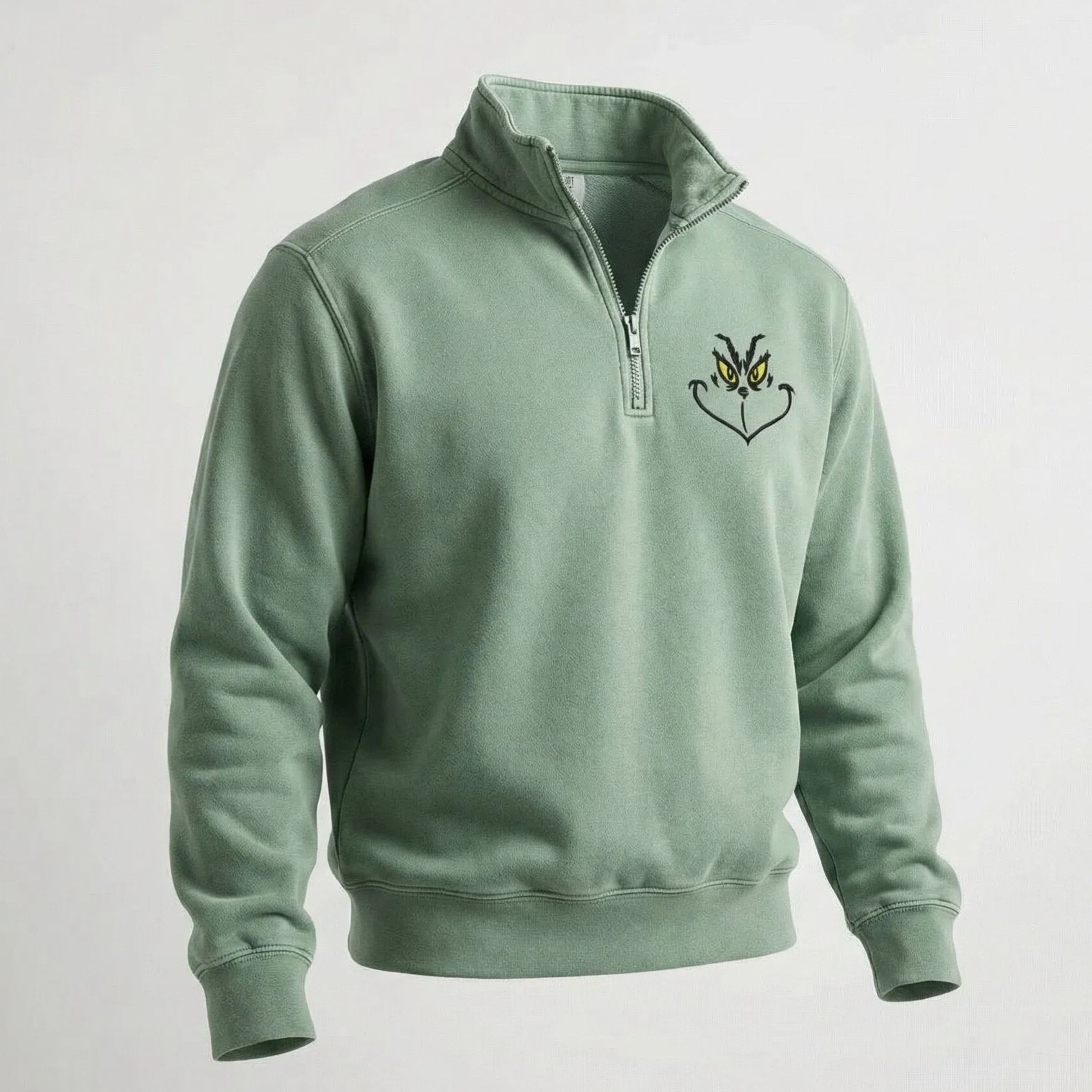 Embroidered Christmas Zip Sweatshirt
